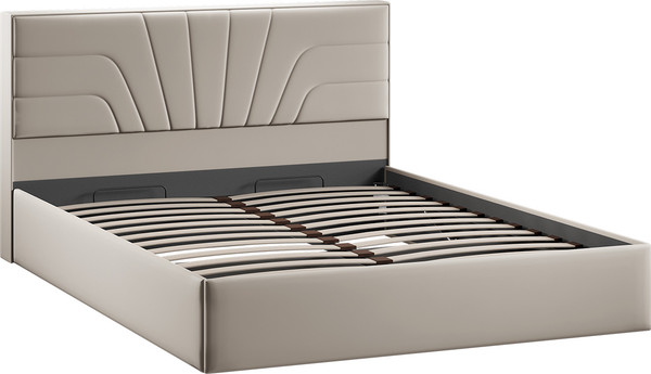 Изображение товара Двуспальная кровать ТриЯ Пандора с ПМ и заглушиной 160x200 Тип 1 (велюр Confetti Smoke)