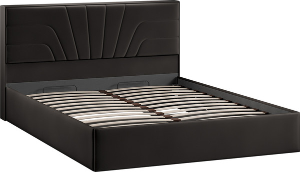 Изображение товара Двуспальная кровать ТриЯ Пандора с ПМ и заглушиной 160x200 Тип 1 (велюр Confetti Stone)