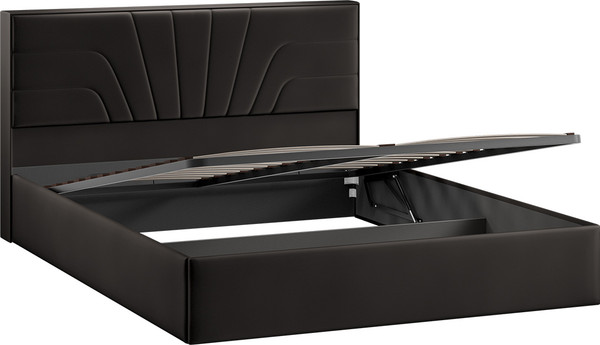 Изображение товара Двуспальная кровать ТриЯ Пандора с ПМ и заглушиной 160x200 Тип 1 (велюр Confetti Stone)