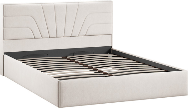 Изображение товара Двуспальная кровать ТриЯ Пандора с ПМ и заглушиной 160x200 Тип 1 (велюр бежевый)