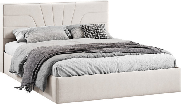 Изображение товара Двуспальная кровать ТриЯ Пандора с ПМ и заглушиной 160x200 Тип 1  (велюр светлый)