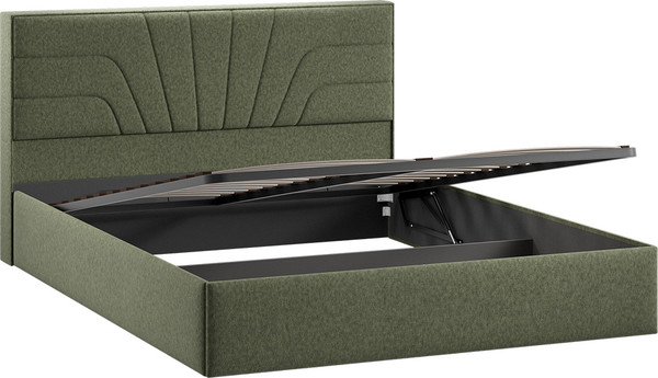 Изображение товара Двуспальная кровать ТриЯ Пандора с ПМ и заглушиной 160x200 тип 1 (микровелюр Jercy Deep Green)