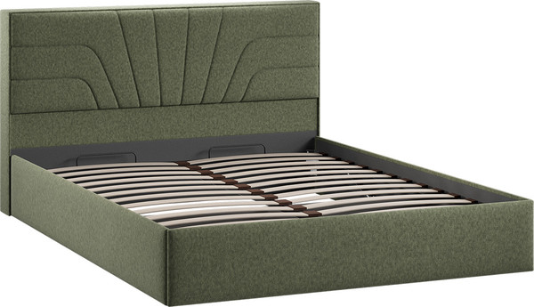 Изображение товара Двуспальная кровать ТриЯ Пандора с ПМ и заглушиной 160x200 тип 1 (микровелюр Jercy Deep Green)