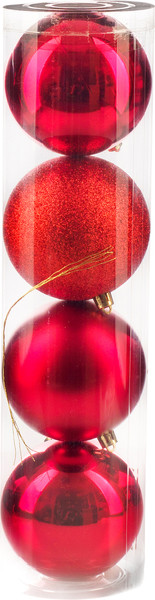Изображение товара Набор шаров новогодних Ausini VT25-04008-3 (красный, 4шт)