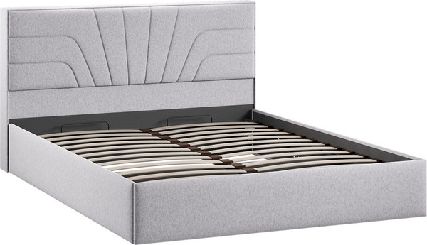 Изображение товара Двуспальная кровать ТриЯ Пандора с ПМ и заглушиной 160x200 Тип 1 (микровелюр Jercy Silver)