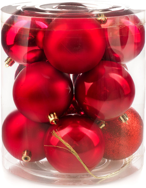 Изображение товара Набор шаров новогодних Ausini VT25-04005-3 (красный, 12шт)