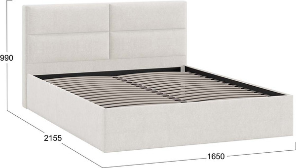 Изображение товара Двуспальная кровать ТриЯ Глосс универсальная Тип 1 160x200 (велюр светлый)