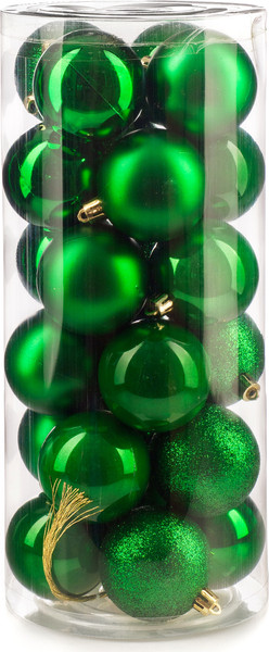 Изображение товара Набор шаров новогодних Ausini VT25-04003-5 (зеленый, 24шт)
