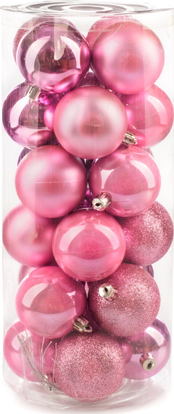 Изображение товара Набор шаров новогодних Ausini VT25-04003-7 (розовый, 24шт)