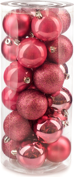 Изображение товара Набор шаров новогодних Ausini VT25-04003-8 (темная роза, 24шт)