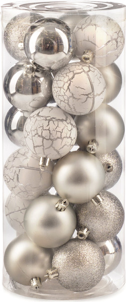 Изображение товара Набор шаров новогодних Ausini VT25-04020-2 (серебристый, 24шт)
