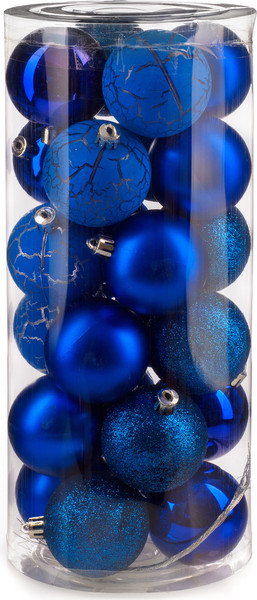 Изображение товара Набор шаров новогодних Ausini VT25-04020-4 (синий, 24шт)
