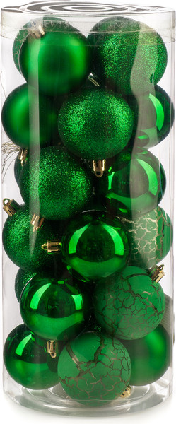Изображение товара Набор шаров новогодних Ausini VT25-04020-5 (зеленый, 24шт)