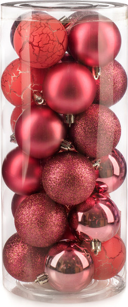 Изображение товара Набор шаров новогодних Ausini VT25-04020-8 (темная роза, 24шт)