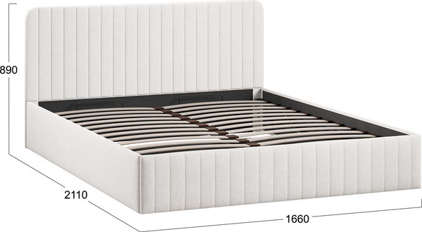 Изображение товара Двуспальная кровать ТриЯ Шелли с ПМ 160x200 Тип 1 (велюр светлый)
