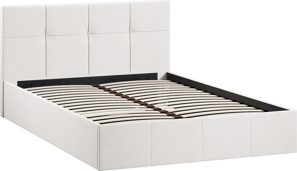 Изображение товара Полуторная кровать ТриЯ Лора с ПМ мягкой обивкой и заглушиной 140x200 (велюр светлый)