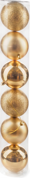 Изображение товара Набор шаров новогодних Ausini VT25-04009-1 (золото, 6шт)