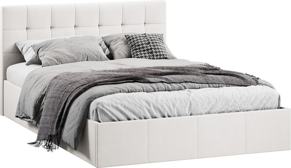 Изображение товара Двуспальная кровать ТриЯ Эмма с ПМ мягкой обивкой и заглушиной 140x200 (велюр светлый)