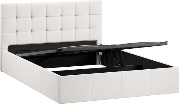 Изображение товара Двуспальная кровать ТриЯ Эмма с ПМ мягкой обивкой и заглушиной 140x200 (велюр светлый)