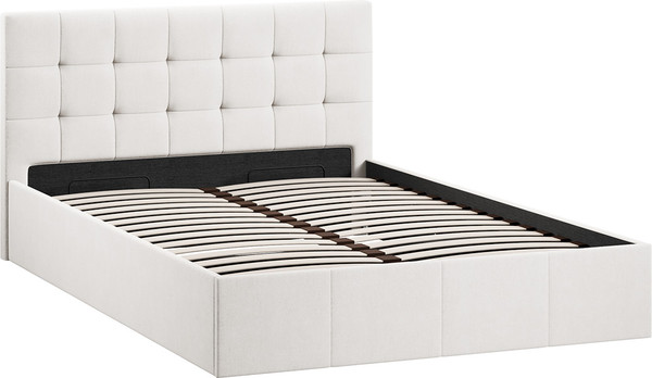 Изображение товара Двуспальная кровать ТриЯ Эмма с ПМ мягкой обивкой и заглушиной 140x200 (велюр светлый)