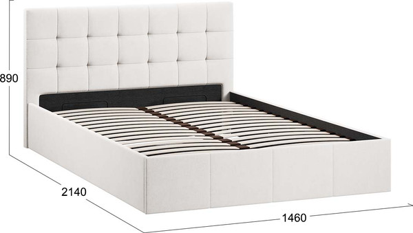 Изображение товара Двуспальная кровать ТриЯ Эмма с ПМ мягкой обивкой и заглушиной 140x200 (велюр светлый)