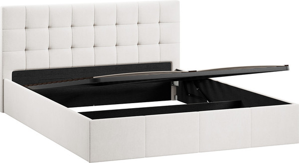 Изображение товара Двуспальная кровать ТриЯ Эмма с ПМ мягкой обивкой и заглушиной 160x200 (велюр светлый)