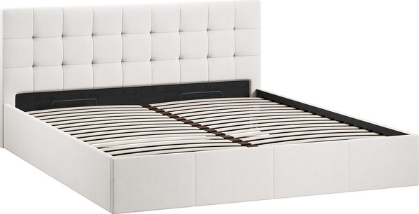 Изображение товара Двуспальная кровать ТриЯ Эмма с ПМ мягкой обивкой и заглушиной 180x200 (велюр светлый)