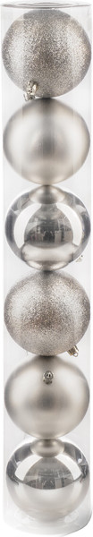 Изображение товара Набор шаров новогодних Ausini VT25-04009-2 (серебристый, 6шт)