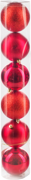 Изображение товара Набор шаров новогодних Ausini VT25-04009-3 (красный, 6шт)
