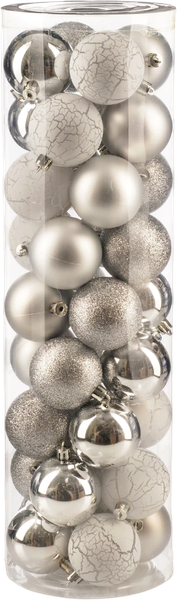 Изображение товара Набор шаров новогодних Ausini VT25-04019-2 (серебристый, 36шт)