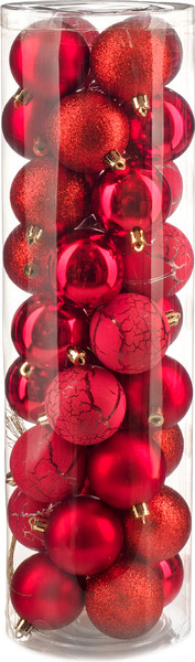 Изображение товара Набор шаров новогодних Ausini VT25-04019-3 (красный, 36шт)