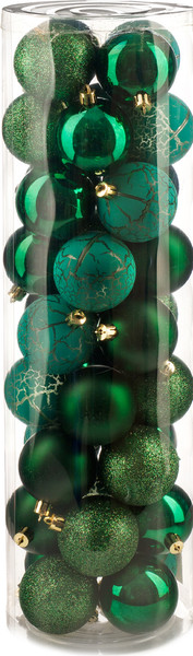 Изображение товара Набор шаров новогодних Ausini VT25-04019-6 (темно-зеленый, 36шт)