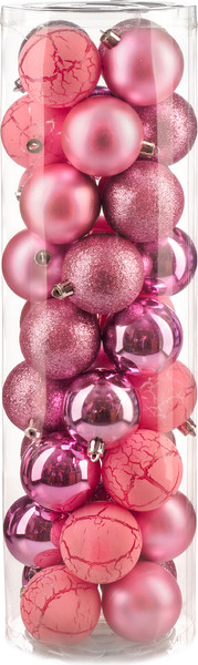 Изображение товара Набор шаров новогодних Ausini VT25-04019-7 (розовый, 36шт)