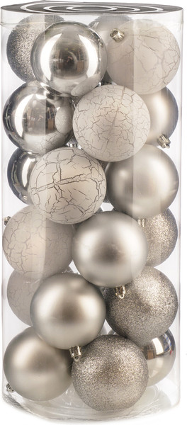 Изображение товара Набор шаров новогодних Ausini VT25-04021-2 (серебристый, 24шт)