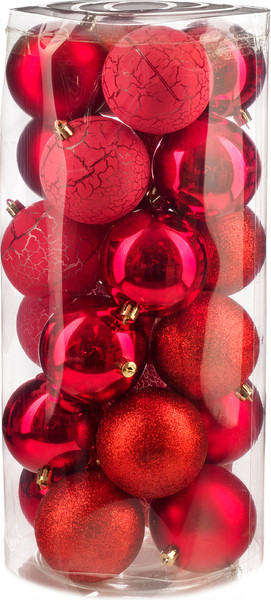Изображение товара Набор шаров новогодних Ausini VT25-04021-3 (красный, 24шт)