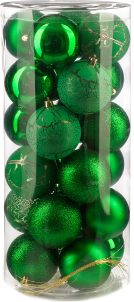 Изображение товара Набор шаров новогодних Ausini VT25-04021-5 (зеленый, 24шт)