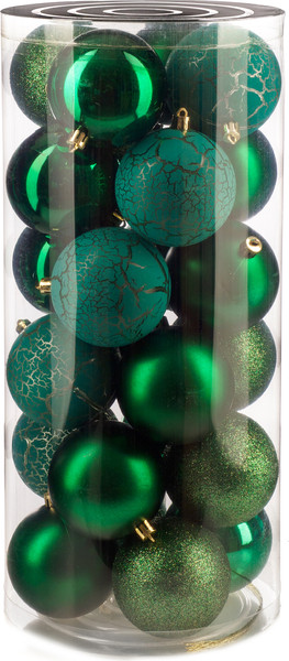 Изображение товара Набор шаров новогодних Ausini VT25-04021-6 (темно-зеленый, 24шт)