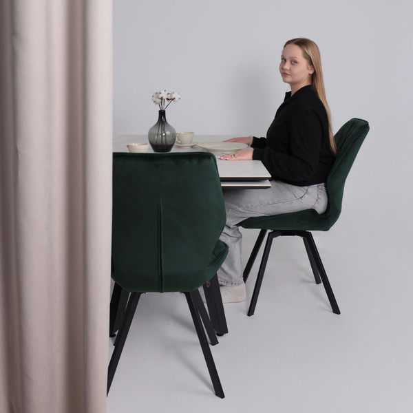 Изображение товара Обеденный стол LEPREMO AV 2122 раздвижной 140-200x85  (белый, матовый Snow White/черный)