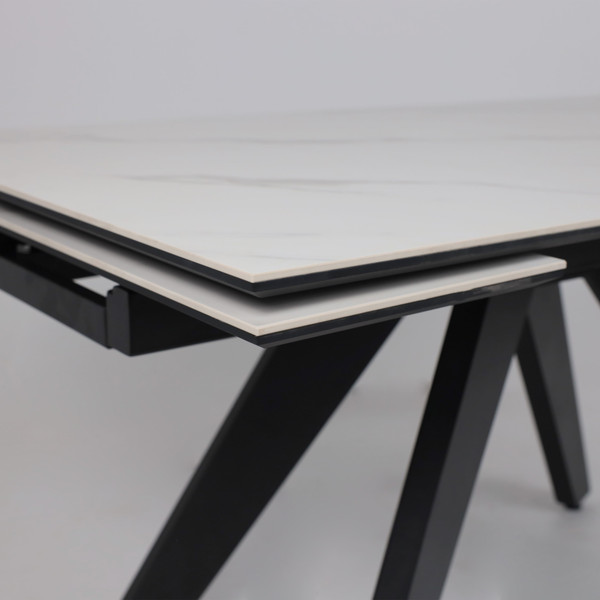 Изображение товара Обеденный стол LEPREMO AV 2122 раздвижной 140-200x85  (белый, матовый Snow White/черный)