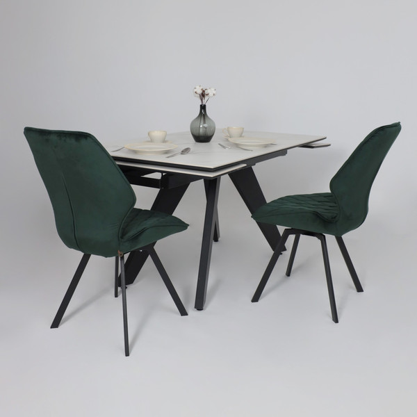 Изображение товара Обеденный стол LEPREMO AV 2122 раздвижной 140-200x85  (белый, матовый Snow White/черный)