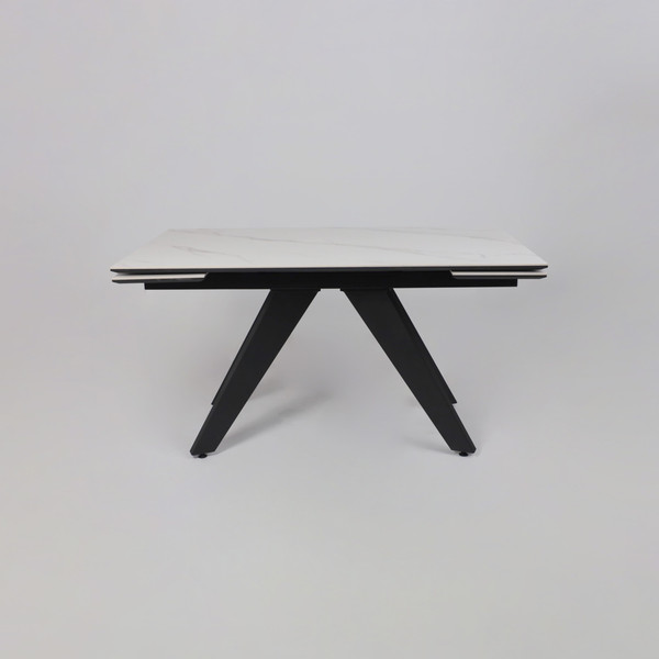 Изображение товара Обеденный стол LEPREMO AV 2122 раздвижной 140-200x85  (белый, матовый Snow White/черный)