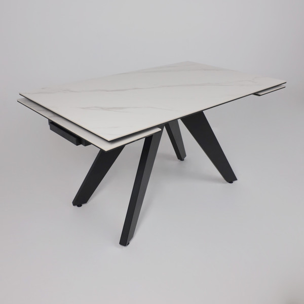 Изображение товара Обеденный стол LEPREMO AV 2122 раздвижной 140-200x85  (белый, матовый Snow White/черный)