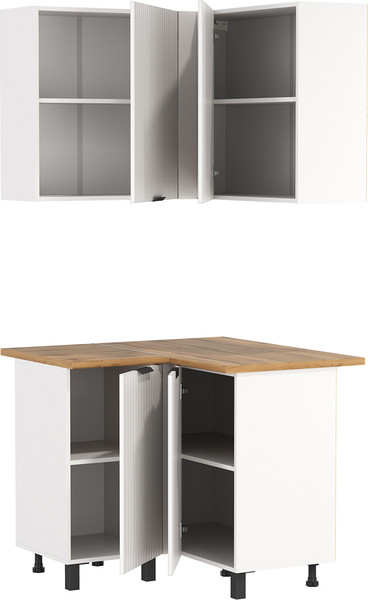 Изображение товара Шкаф-стол кухонный Олмеко Венера угловой (белый/белый фрезерованный/дуб вотан/белый)