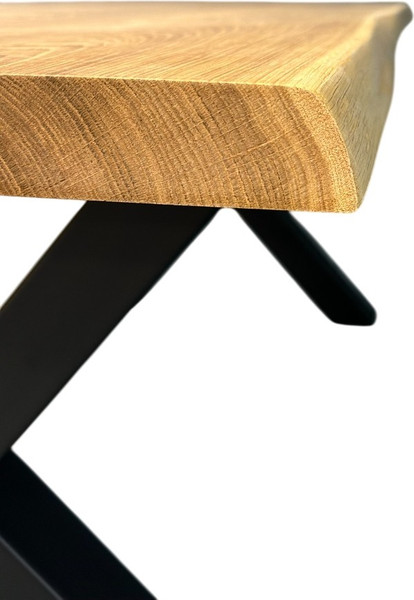 Изображение товара Обеденный стол Iva-Wood 140x70 Натуральный дуб (край натуральный, подстолье металл Х-обр.)