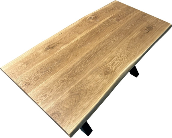 Изображение товара Обеденный стол Iva-Wood 140x70 Натуральный дуб (край натуральный, подстолье металл Х-обр.)