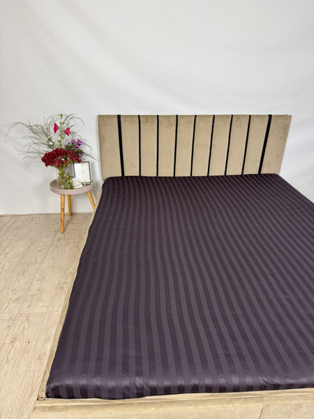 Изображение товара Комплект постельного белья Samsara Страйп-сатин 2сп 50х70 (мокрый асфальт, простыня на резинке)