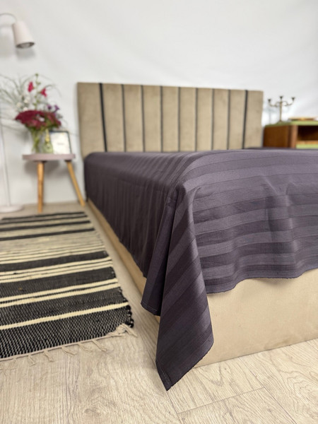 Изображение товара Комплект постельного белья Samsara Страйп-сатин 2сп 50х70 (мокрый асфальт, простыня на резинке)