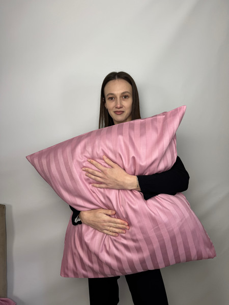 Изображение товара Комплект постельного белья Samsara Страйп-сатин 2сп 70х70 (пудра, простыня на резинке)