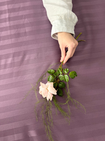 Изображение товара Комплект постельного белья Samsara Страйп-сатин Дуэт 50х70 (черника, простыня на резинке)