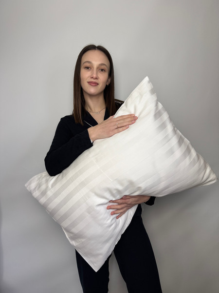 Изображение товара Комплект постельного белья Samsara Страйп-сатин 2сп 50х70 (белый, простыня на резинке)